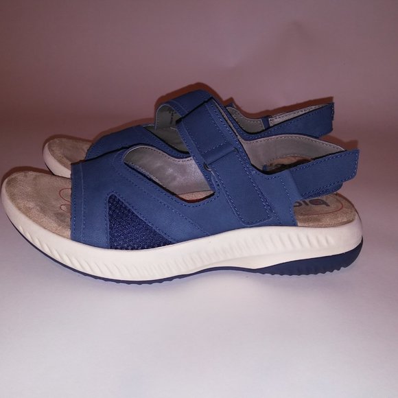 Bionica Sandals Womens Size 7.5‎ M Blue Strappy Open Toe Leather Upper Preowned - Picture 9 of 14